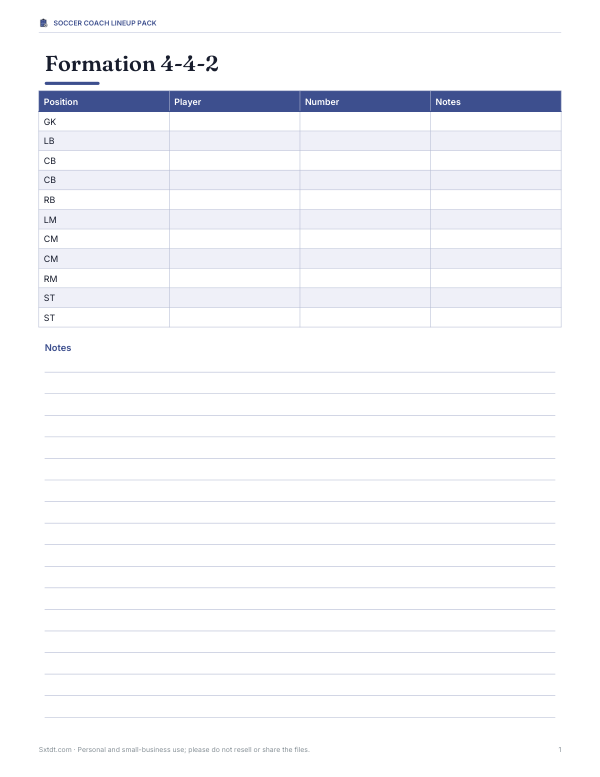 Preview of Printable Soccer Formation Templates